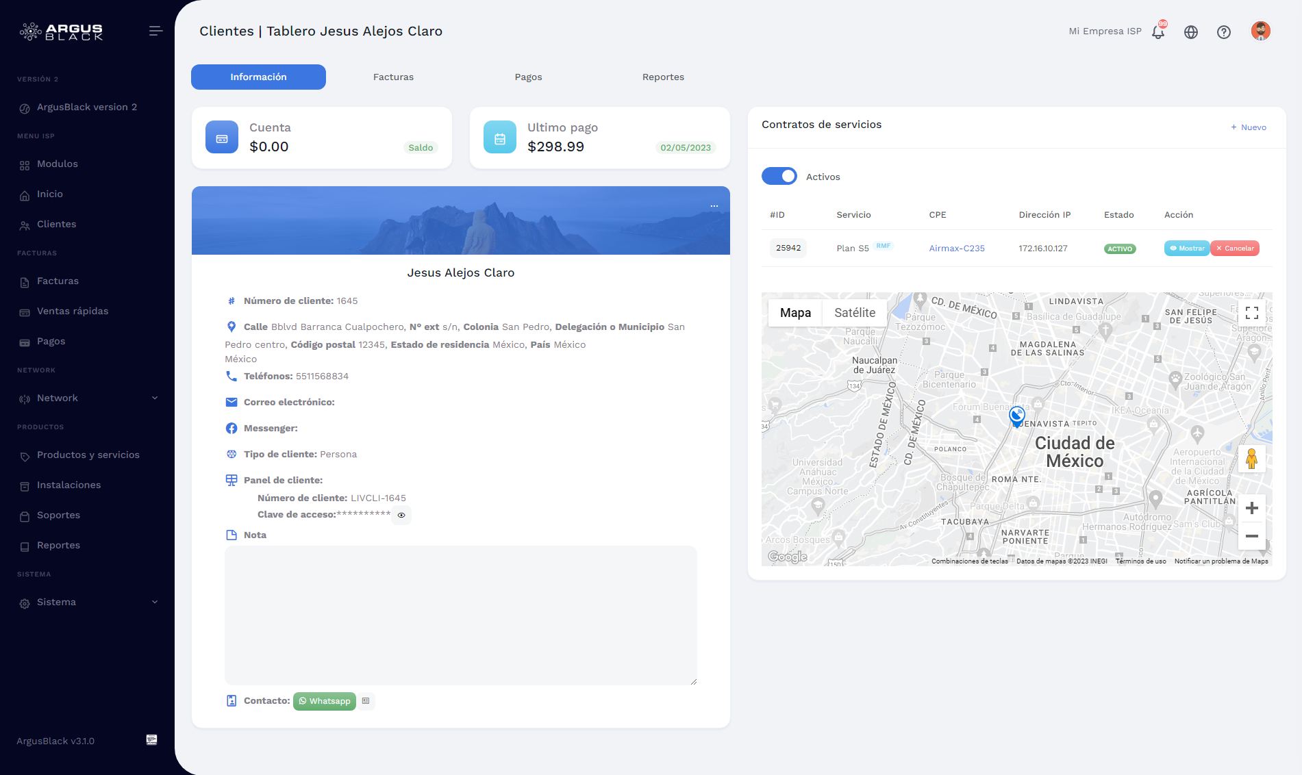 Tablero del cliente